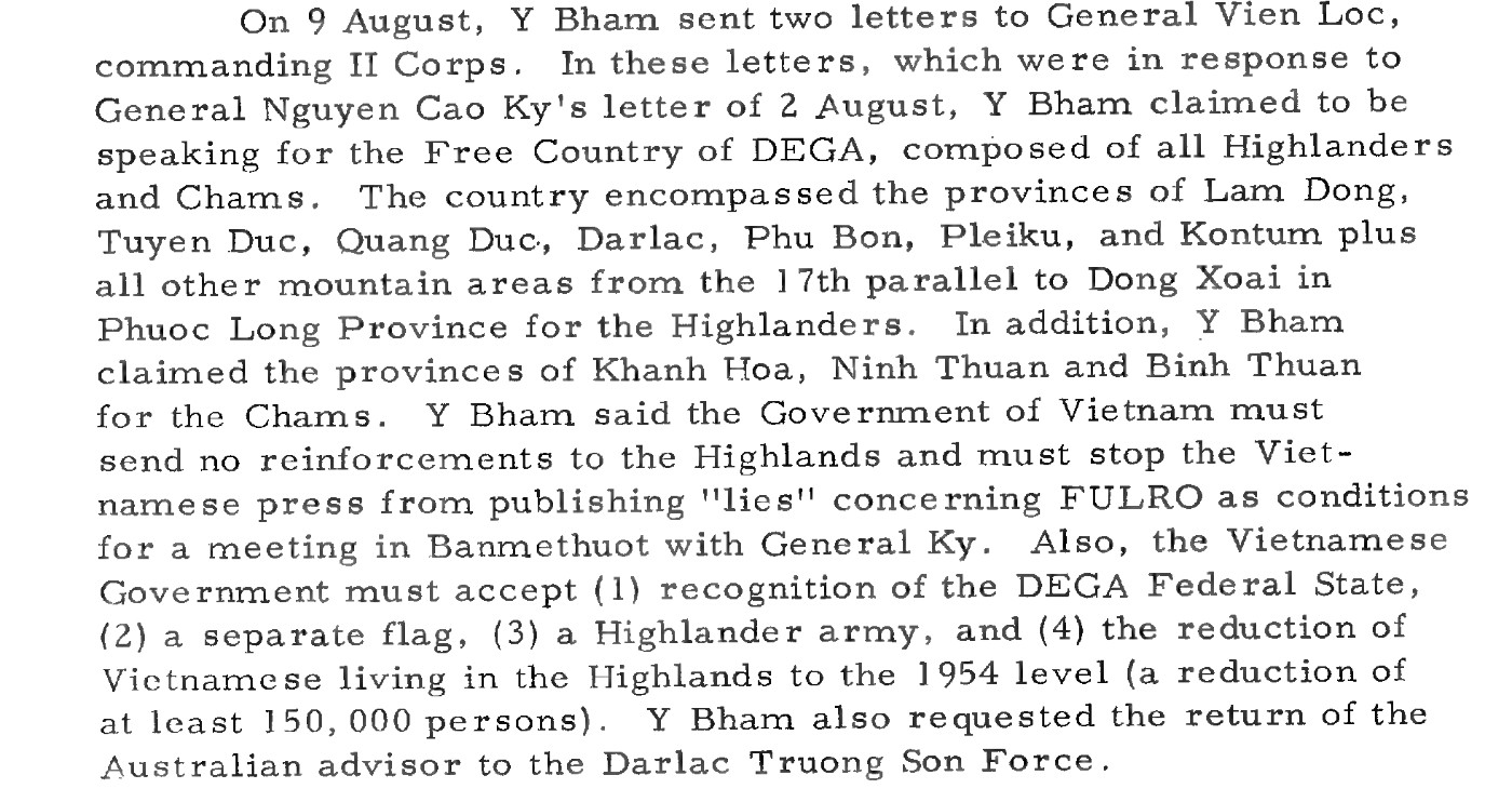 A typewritten paragraph from an American intelligence report