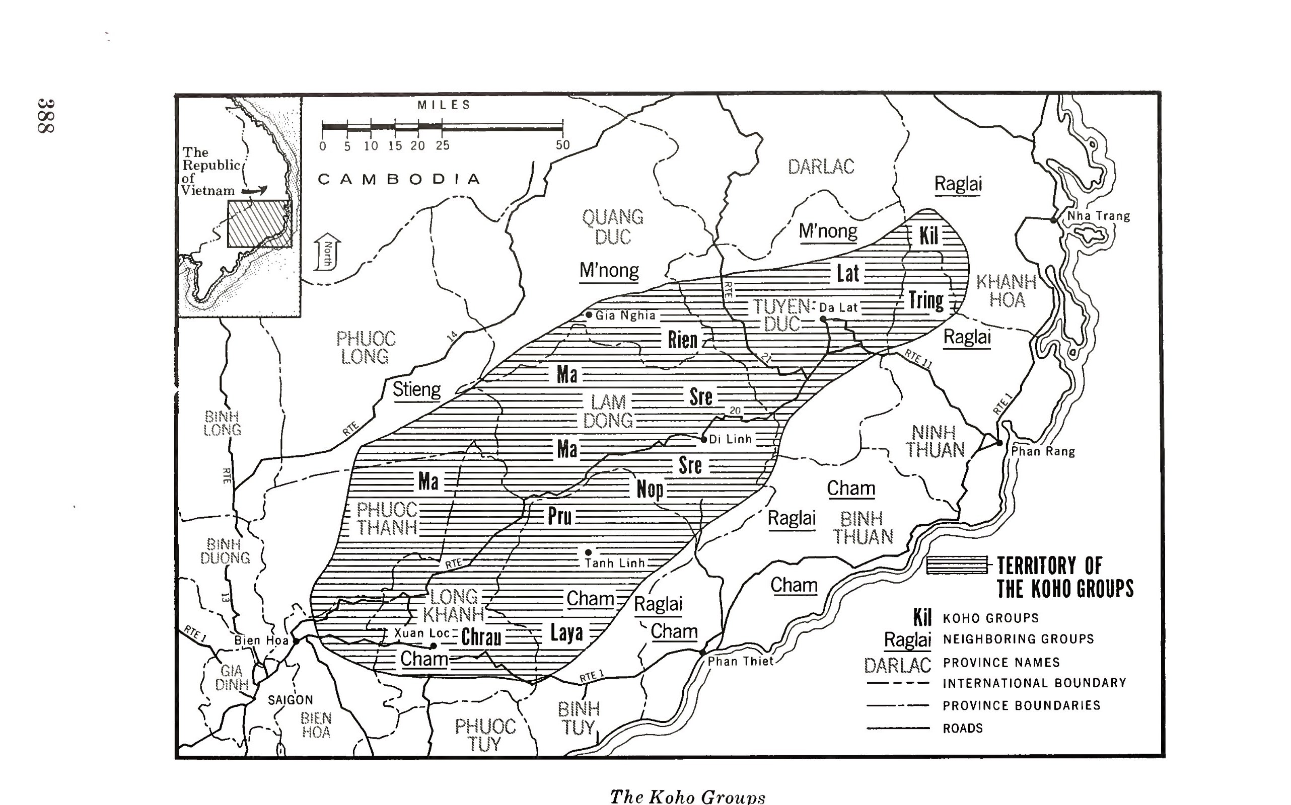 A map of the Koho-speaking groups of the Lam Dong plateau