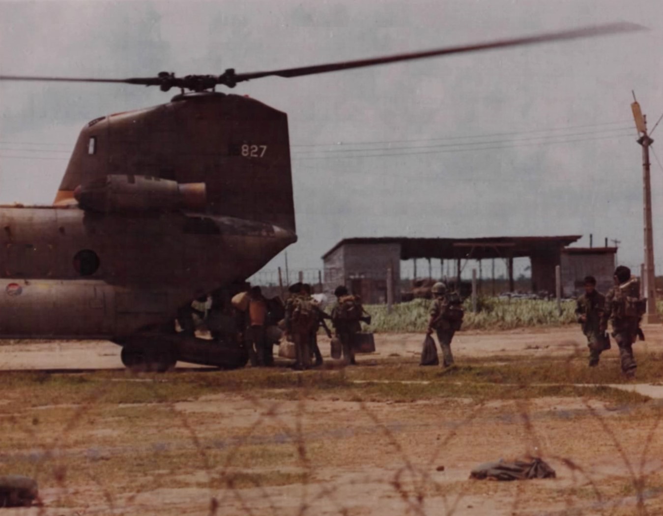 Montagnard soldiers boarding a helicopter
