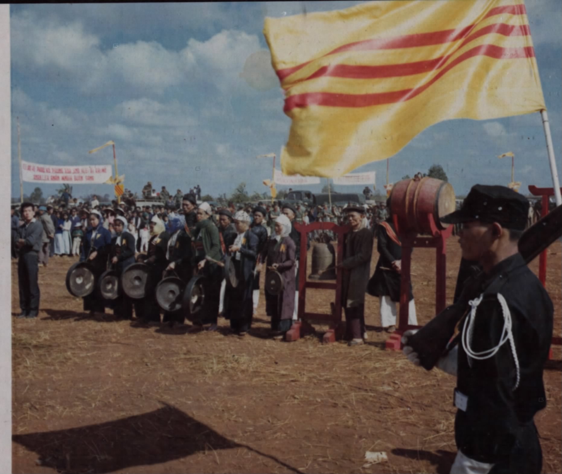 A band playing at a Montagnard militia loyalty ceremony