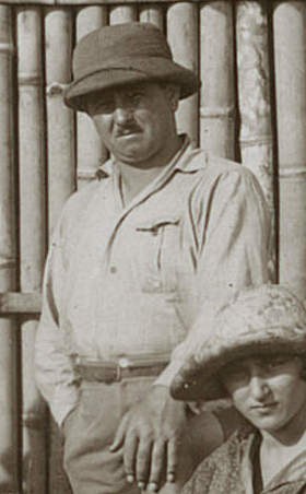 A cropped photograph of a French gendarme in a sun helmet