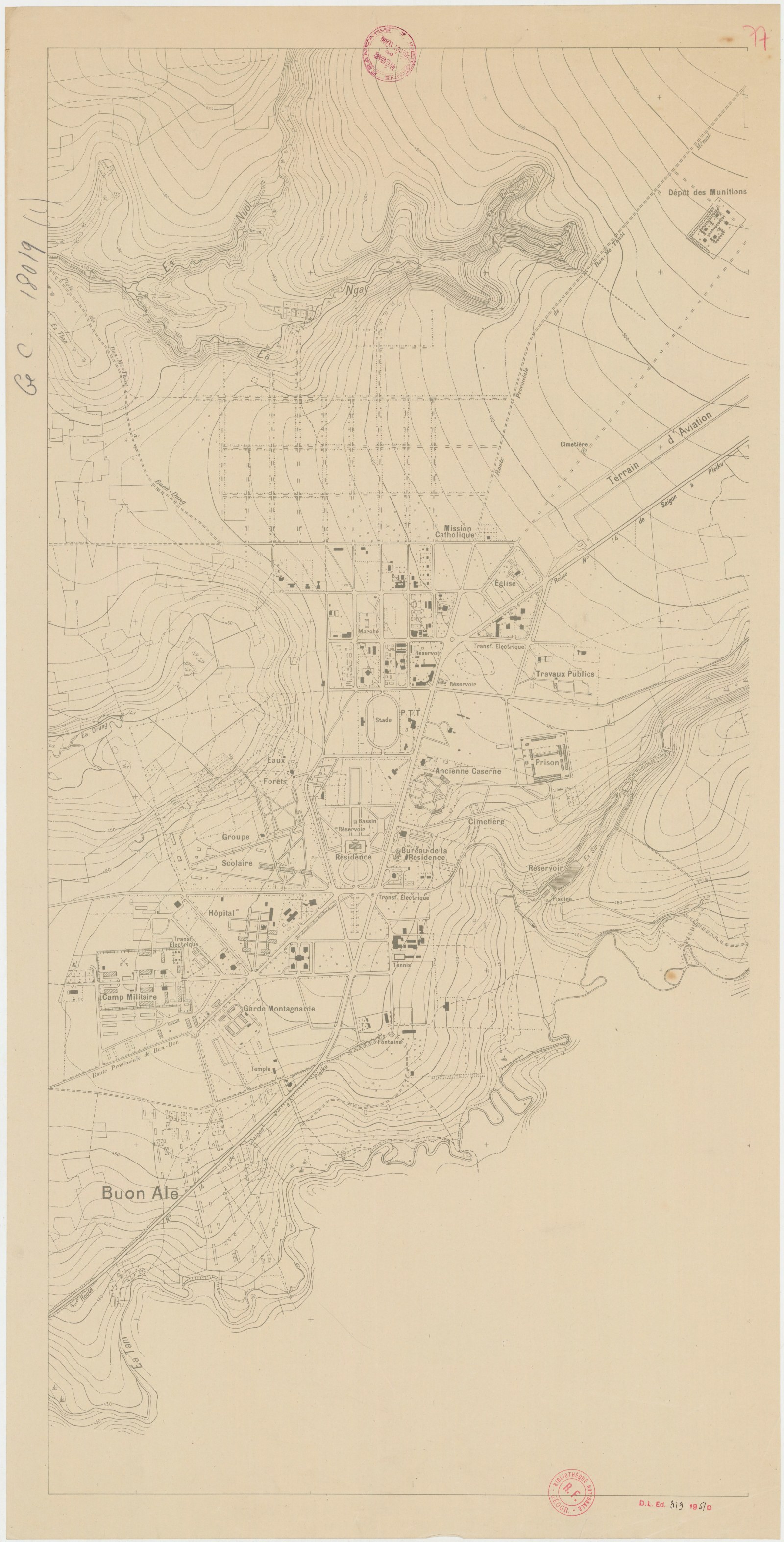 A printed town plan with streets, blocks and the names of quarters