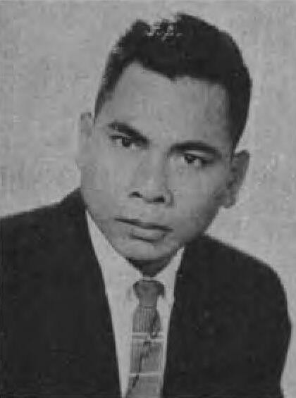 Paul Nur, a Bahnar man in a dark suit and tie, a head-and-shoulders portrait printed on a leaflet