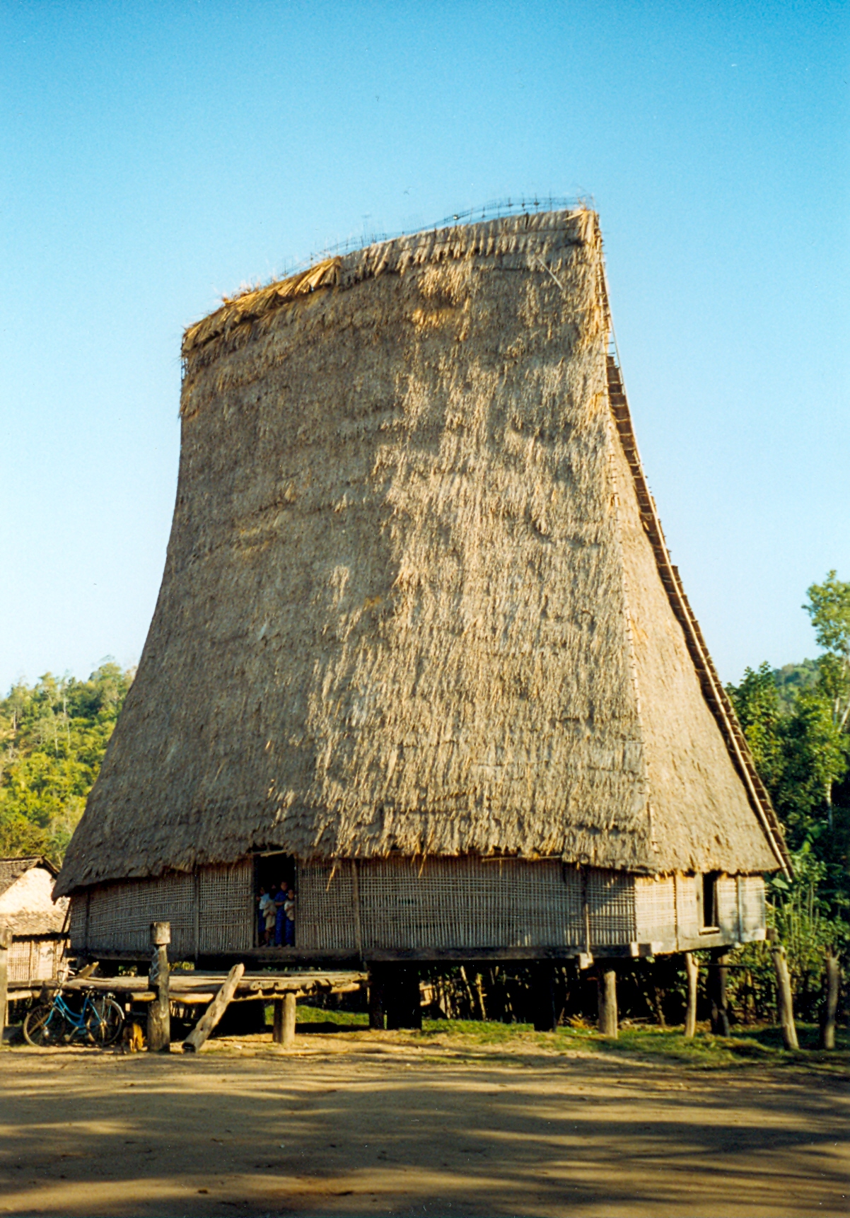 A tall-roofed Bahnar communal house