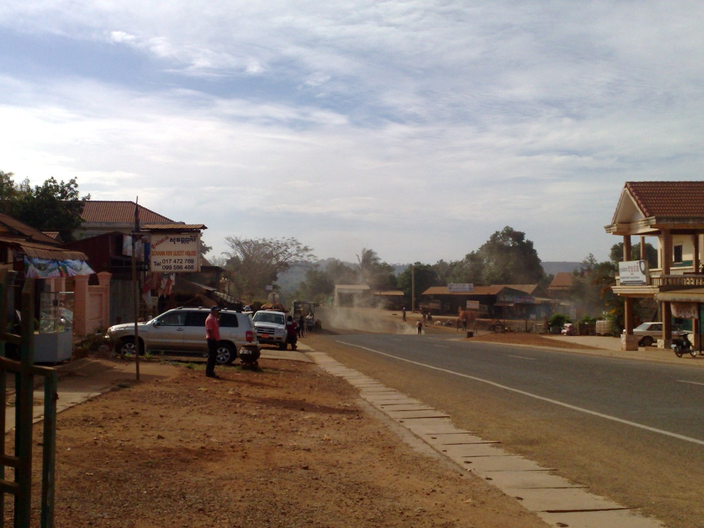 The main street of a small town on a hill