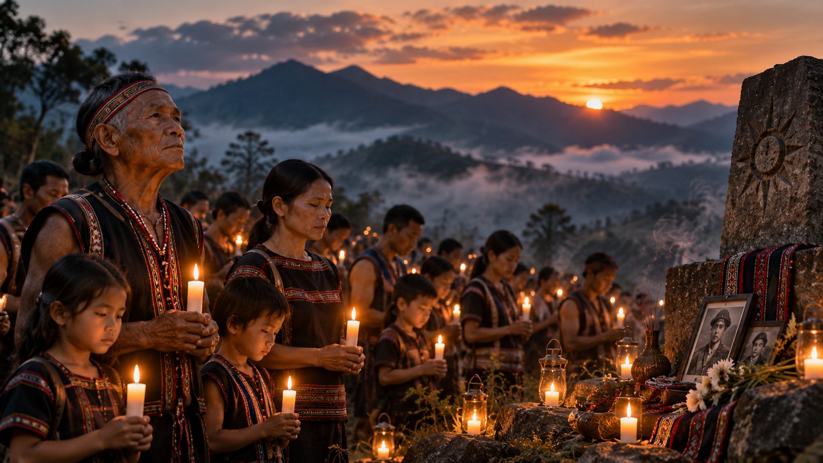 A memorial vigil held at night