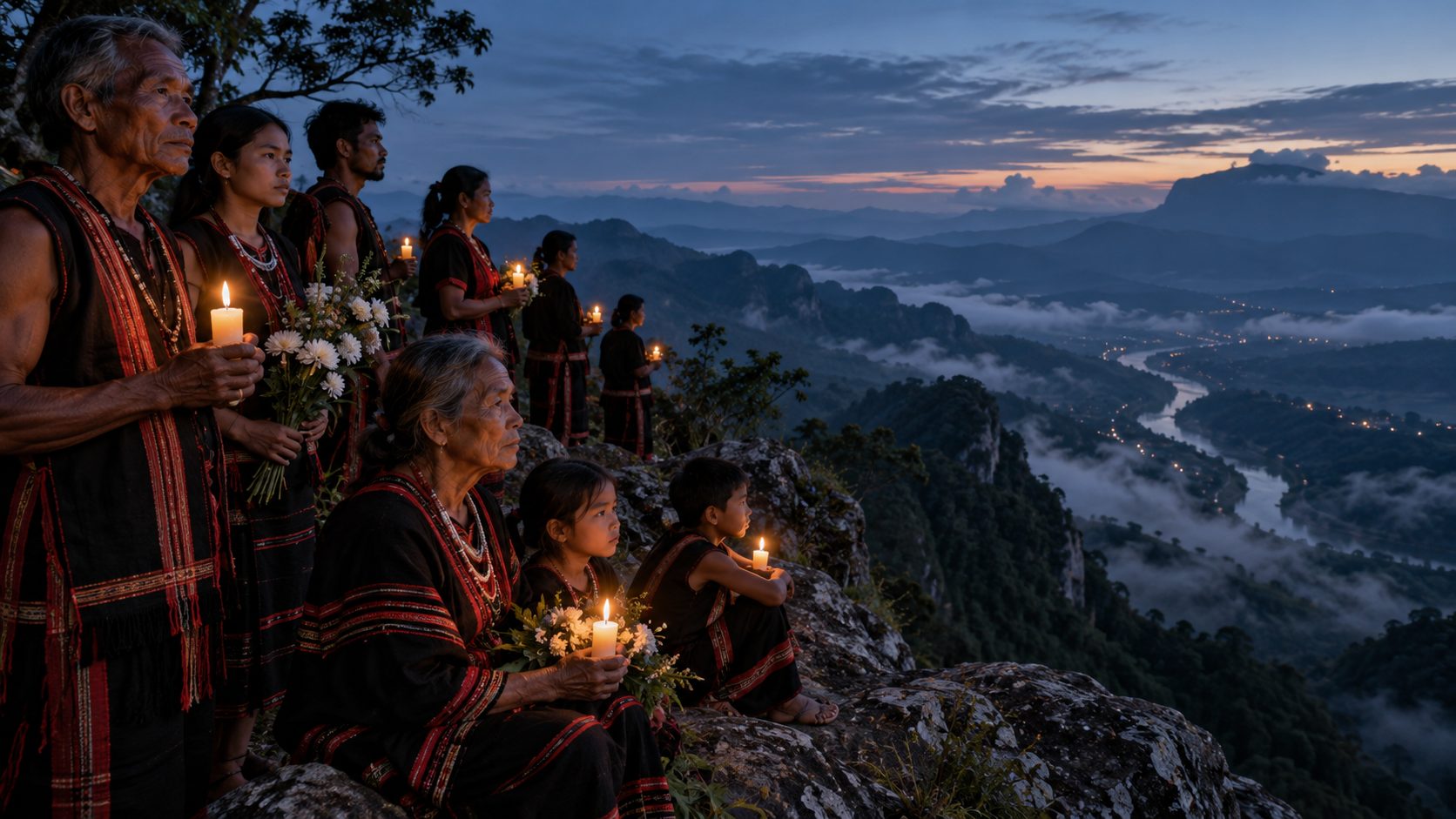 A vigil on a clifftop at dusk